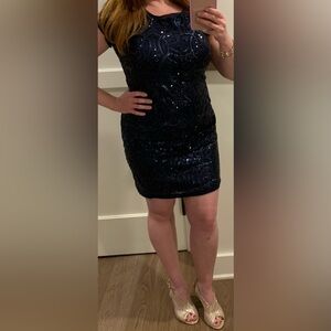Vince Camuto Navy Sequin Mini Dress